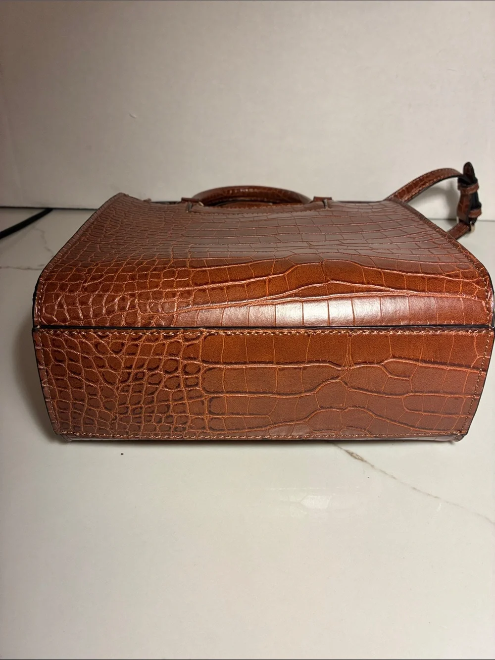 Dana Buchman Cognac Croc-Embossed Satchel with Removable Strap